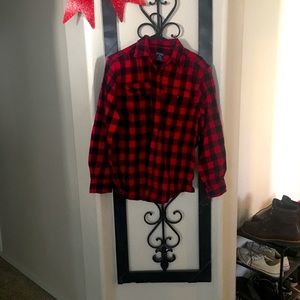 Reb and black button down flannel